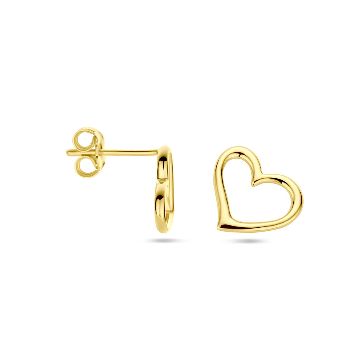 puces d'oreilles cœur 1 micron argent plaqué or (jaune)