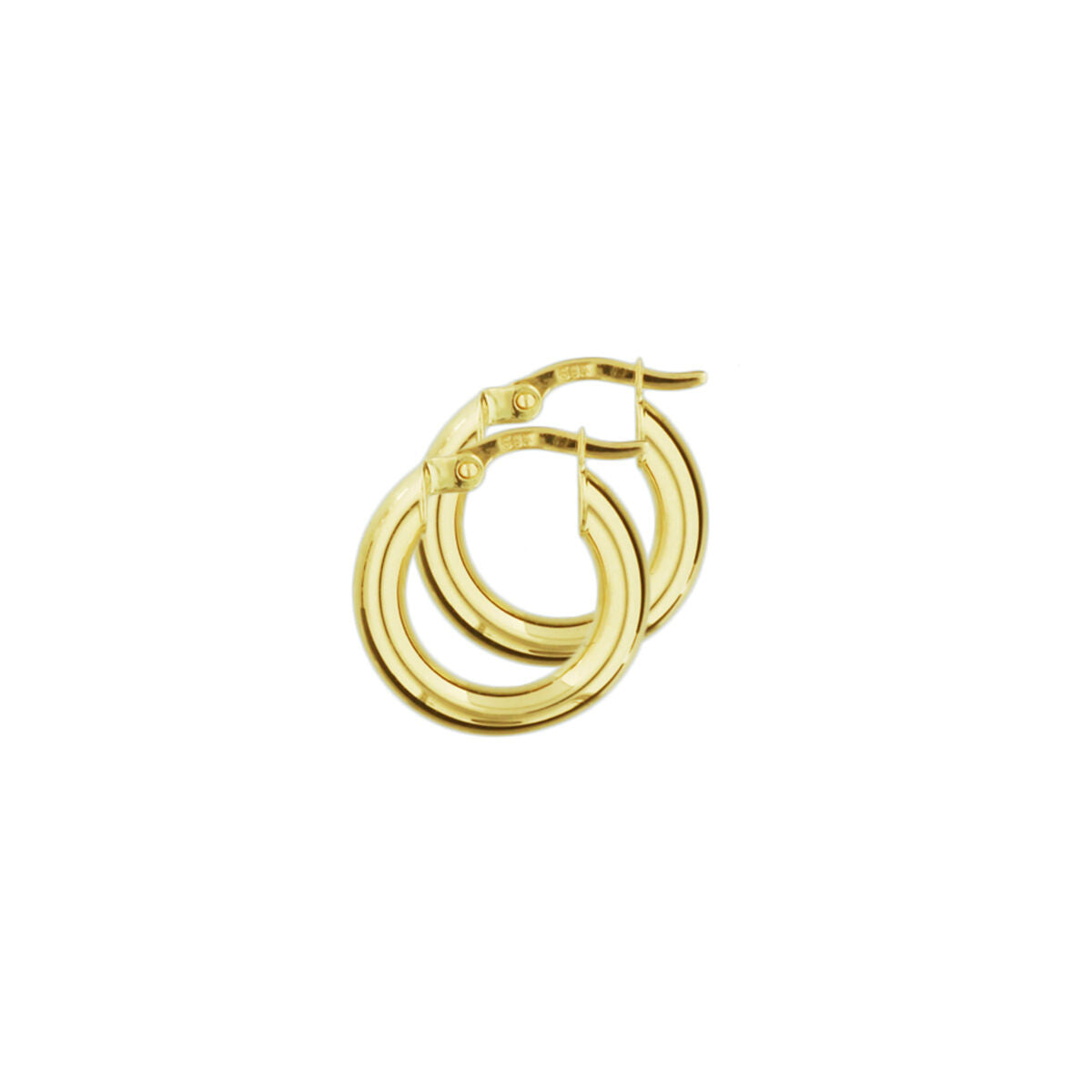 Boucles d'oreilles en or jaune 14K, forme ronde, finition lisse, diamètre de 3,0 mm.
