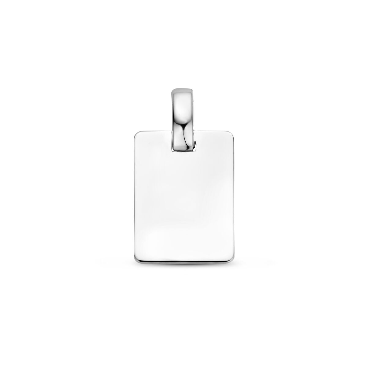 Pendentif en argent rhodié de forme rectangulaire, mesurant 13,5 mm.