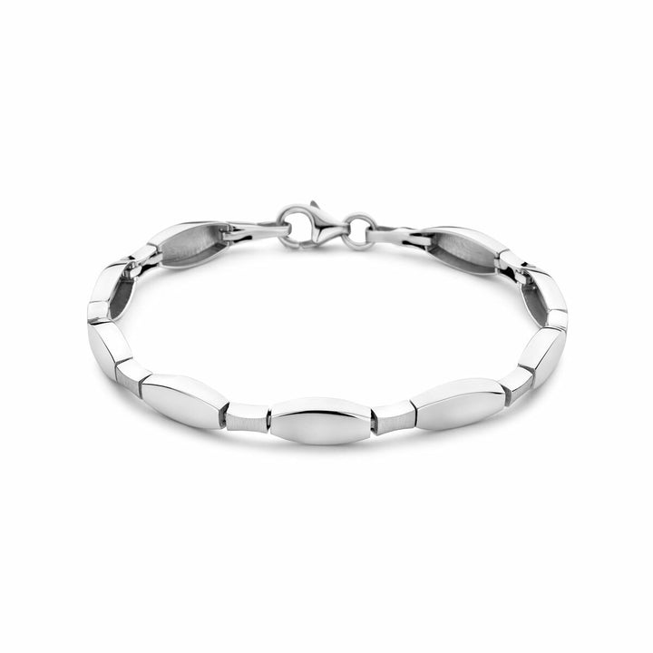 Zilveren armband dames choker poli/mat gerhodineerd