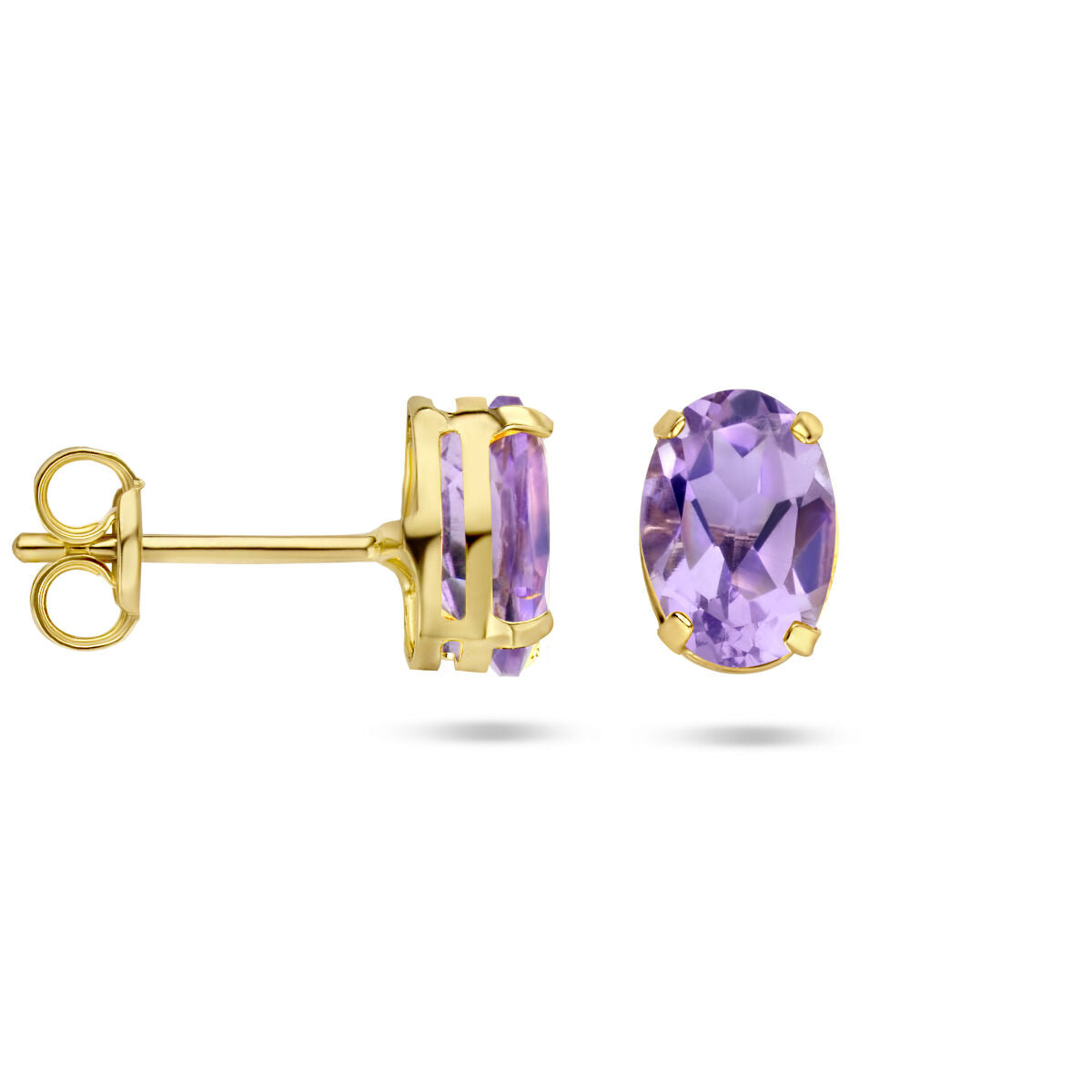 puces d'oreilles améthyste 14K or jaune