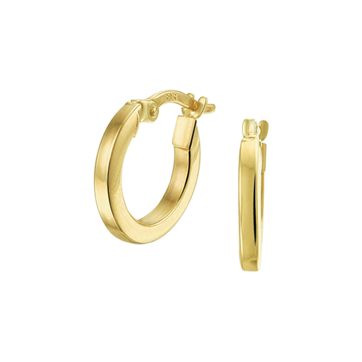 Boucles d'oreilles en or jaune 14K, forme carrée, largeur de 2,0 mm.