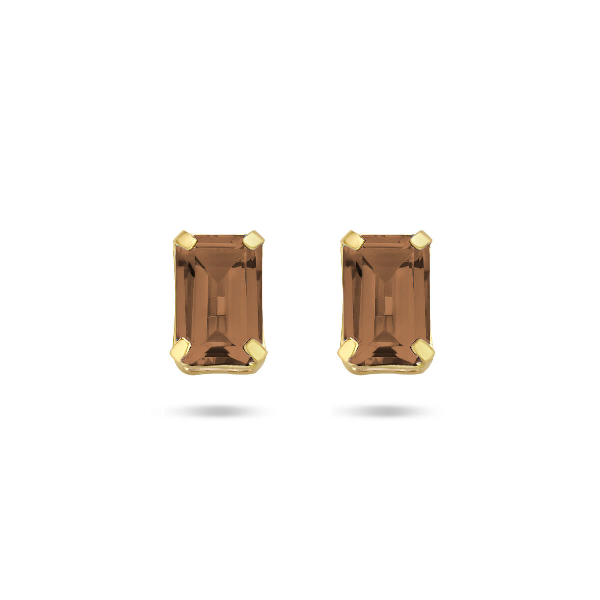 Boucles d'oreilles en quartz fumé avec monture en or jaune 14 carats.