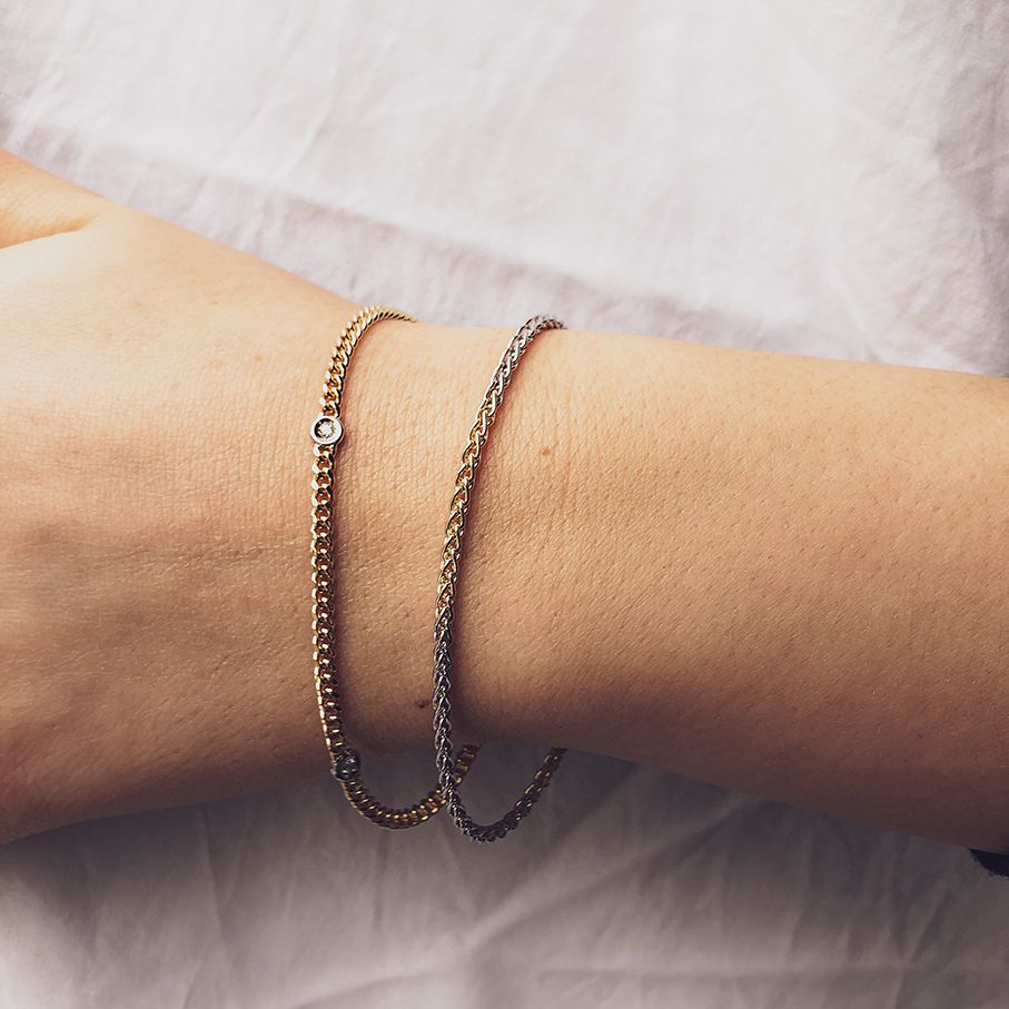Bracelet Élégante en Or Jaune/Blanc 14 Carats pour Femme