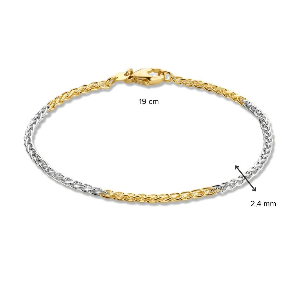 Bracelet Élégante en Or Jaune/Blanc 14 Carats pour Femme
