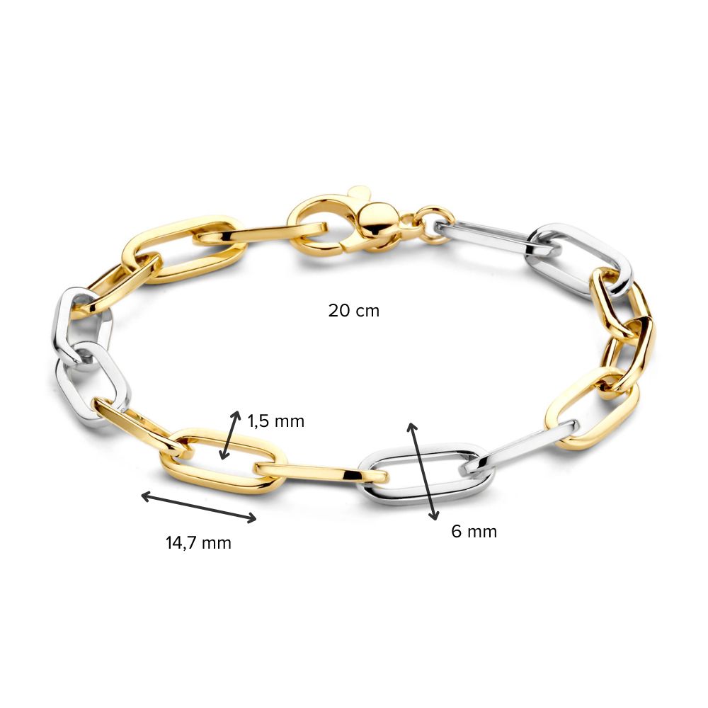Bracelet en Or Jaune/Blanc 14 Carats pour Femme – 20 cm – Luxe et Intemporel