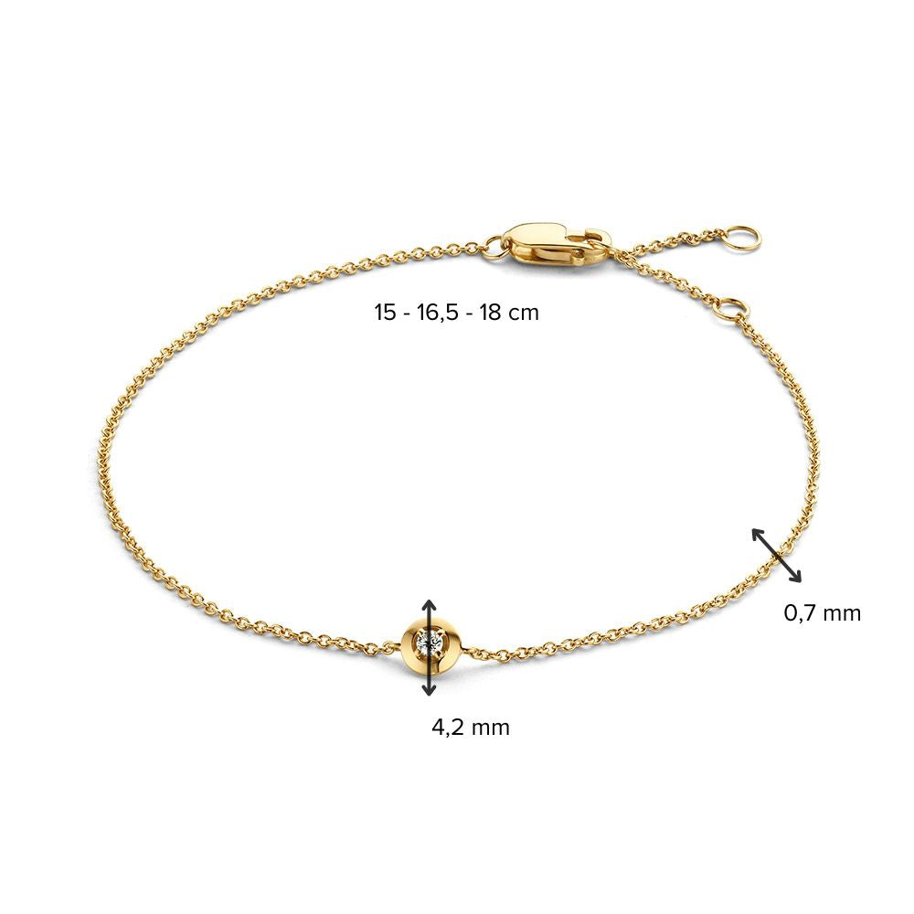 Bracelet en Or Jaune avec Brillant – Or 14 Carats, 0.03 Carat Diamant, Bracelet Élégant pour Femme