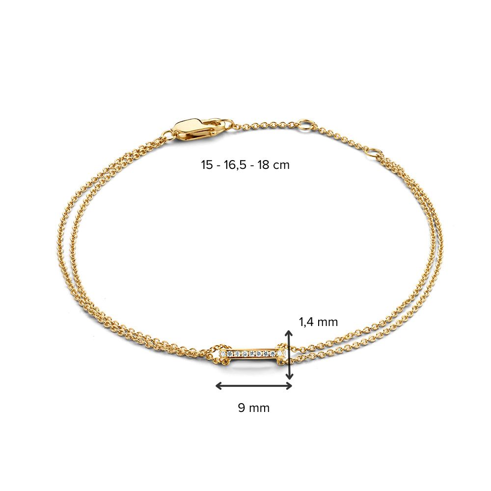 Bracelet en Or Jaune avec des Diamants Étincelants – Or 14 Carats, 0.06 Carat Diamant, Bracelet Élégant pour Femme