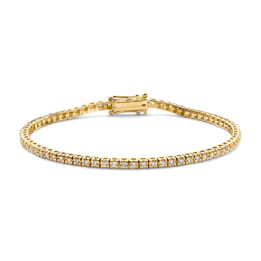 Bracelet en or jaune avec diamants, 14 carats, 1,04 carat de diamants, design élégant.