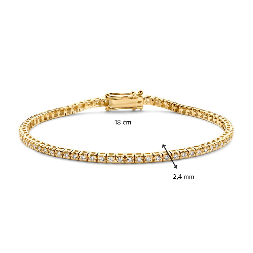 Bracelet en Or Jaune avec Diamants – Or 14 Carats, 1.04 Carat Diamant, Bracelet Élégant pour Femme