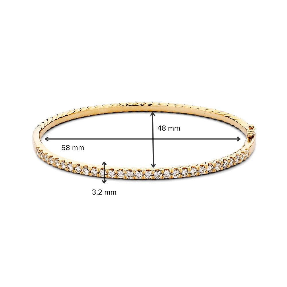 Bangle en Or Jaune avec Diamants – Or 14 Carats, 1.56 Carat Diamant, Bracelet de Luxe pour Femme