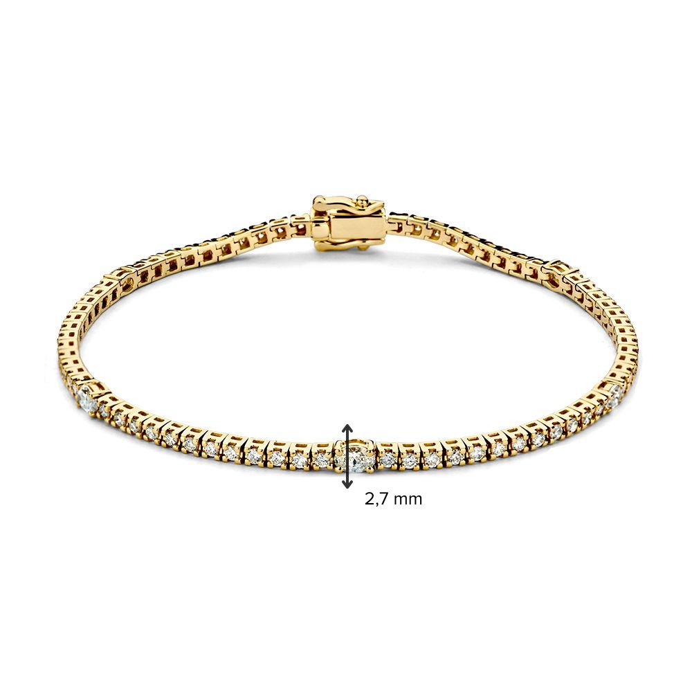Bracelet en Or Jaune avec Diamants Taillés en Poire et Diamants Brillants – Or 14 Carats, 1.80 Carat Diamant, Bracelet de Luxe pour Femme