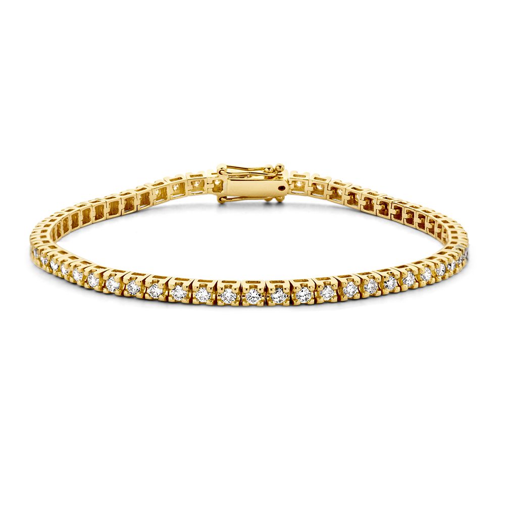 Bracelet en or jaune avec diamants en sertissage chaton, 14 carats, 2,00 carats de diamants.