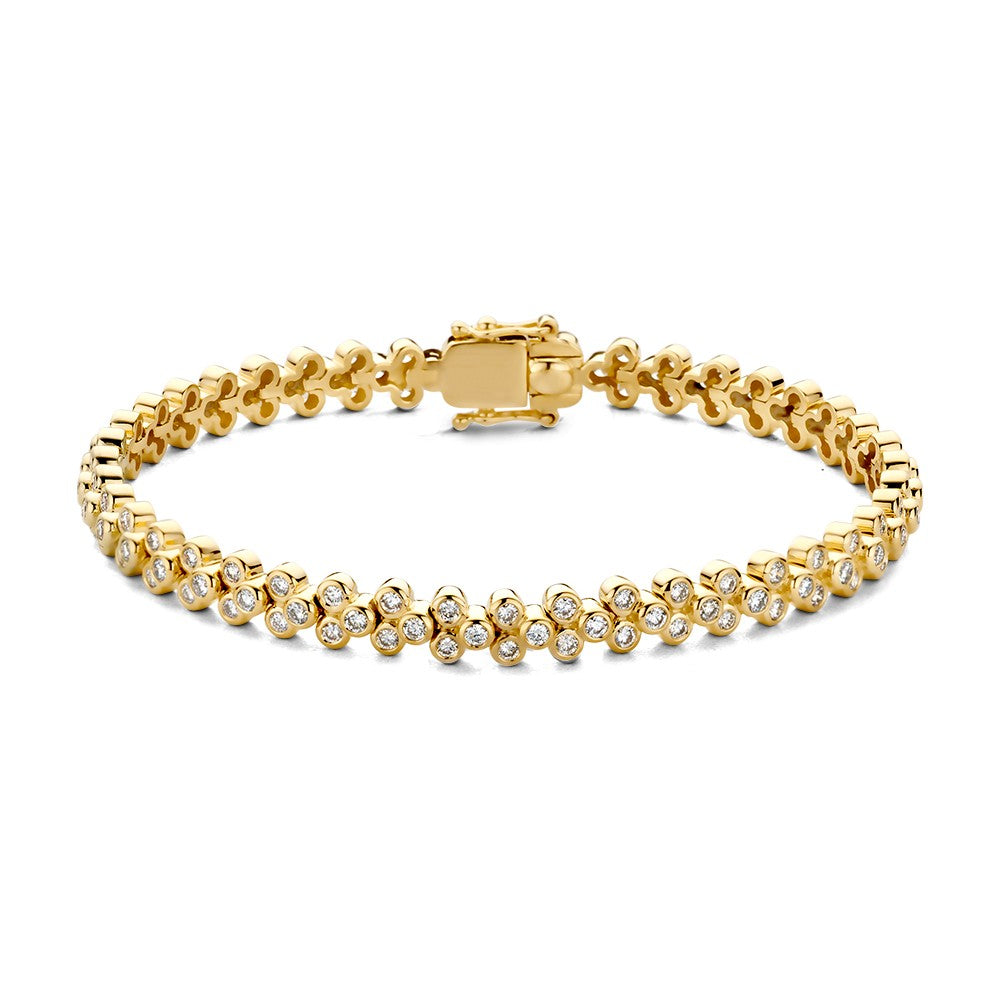 Bracelet en or jaune avec des diamants de 2,45 carats, finition brillante et design délicat.