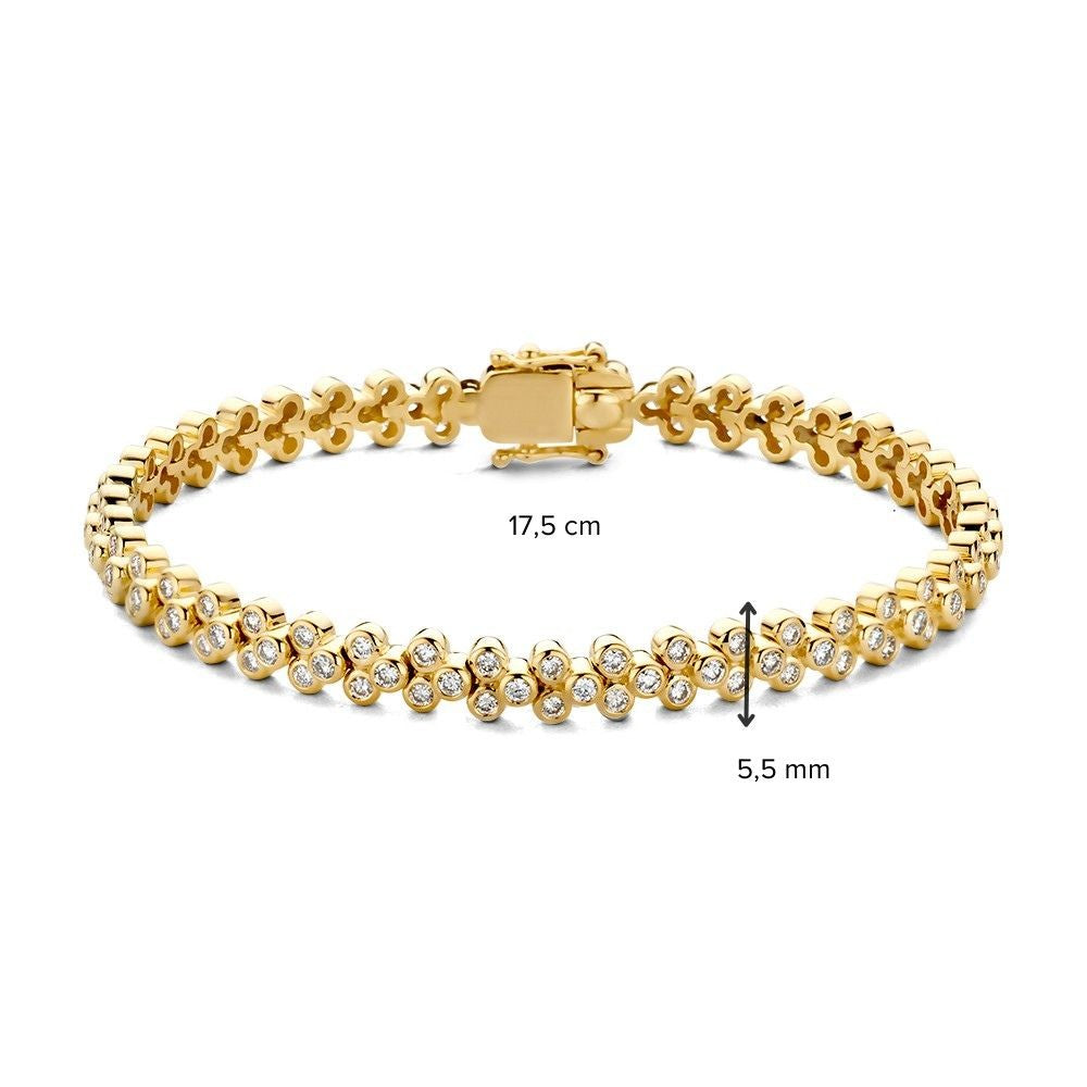 Bracelet en or jaune avec 2,45 carats de diamants – or 14 carats, bracelet de luxe pour femme