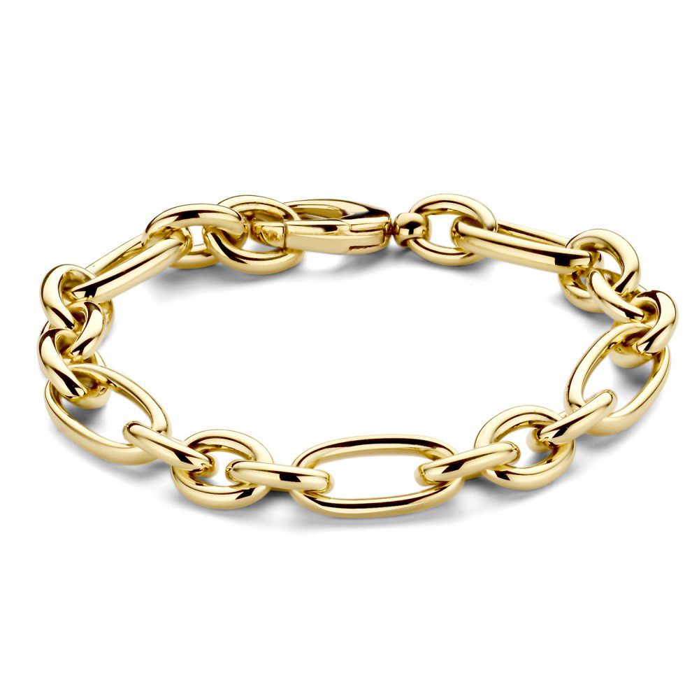 Bracelet en or jaune 14 carats, design intemporel, maillons ovales, longueur 20 cm.