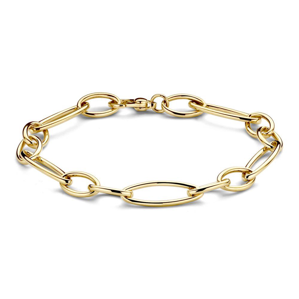 Bracelet en or jaune avec maillons ovales et fermeture luxueuse, 20 cm.
