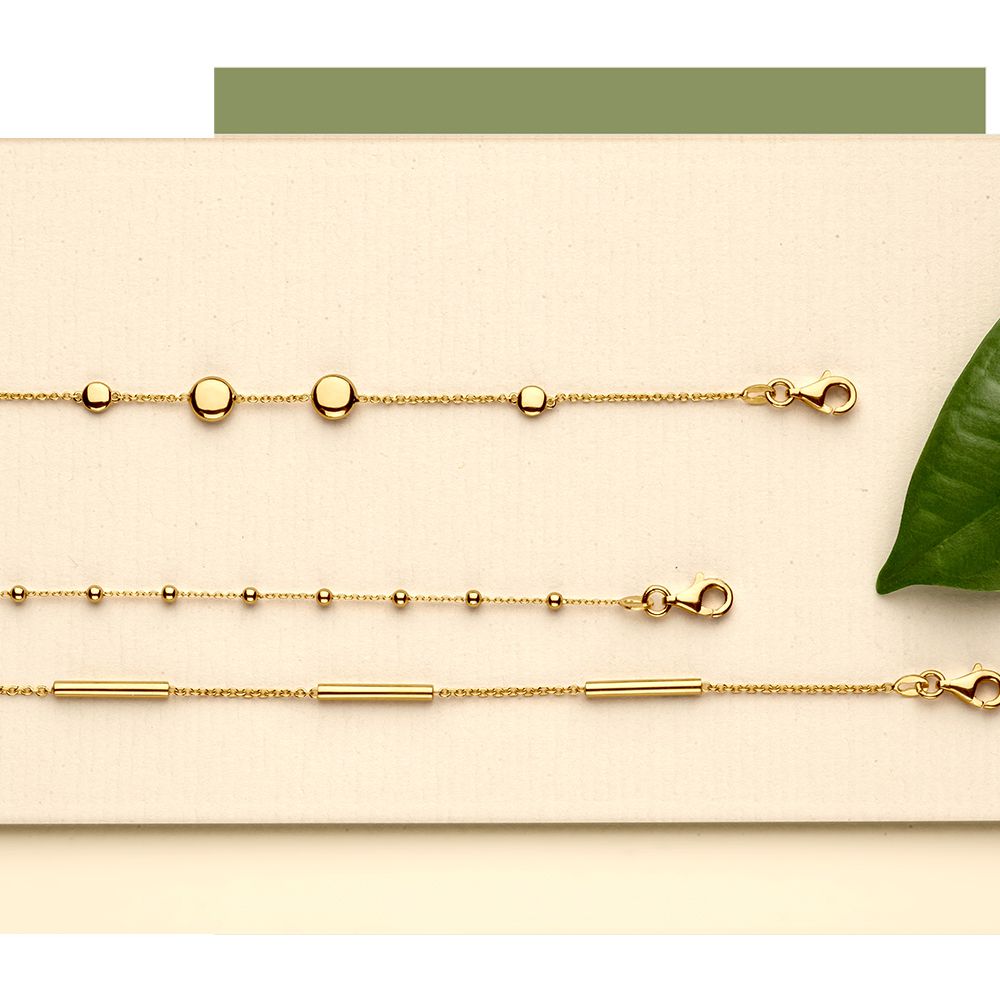 Bracelet en or jaune – or 14 carats, bracelet raffiné pour femme, 19 cm