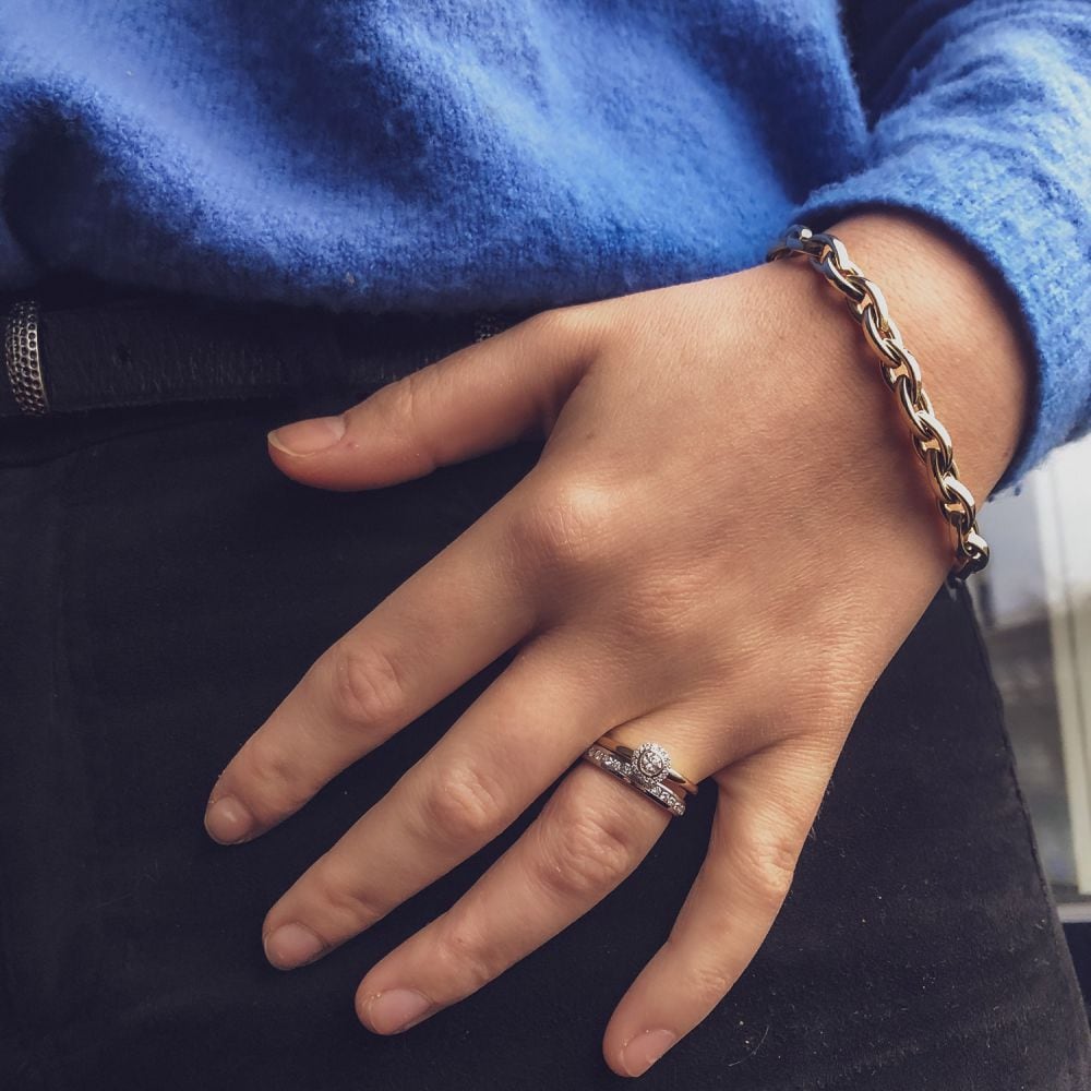Bracelet en Or Jaune à Mailles avec Fermeture Luxe – Or 14 Carats, 20 cm, Bracelet Élégant pour Femme