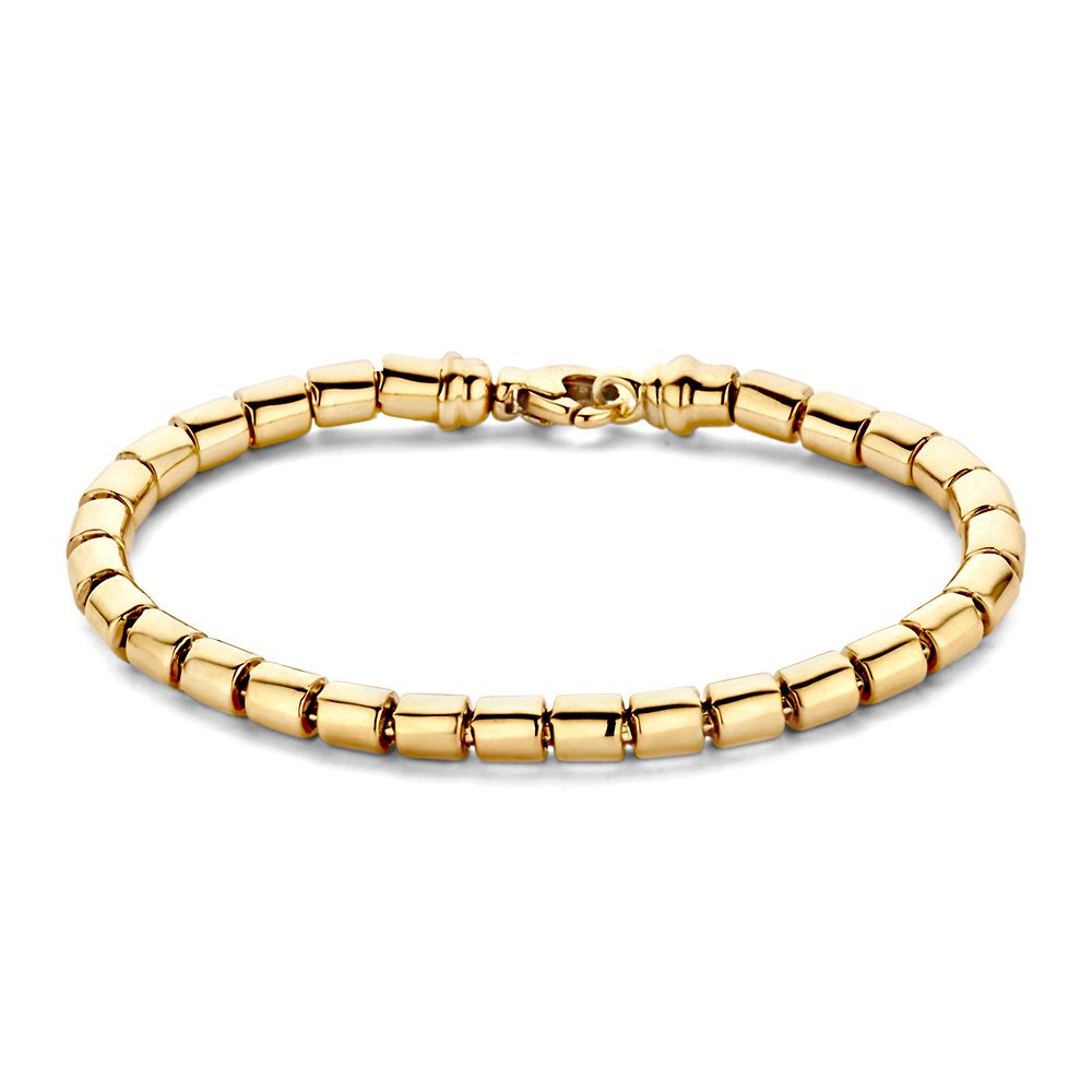 Bracelet en or jaune classique avec fermeture à mousqueton luxueuse, 14 carats, 19,5 cm.