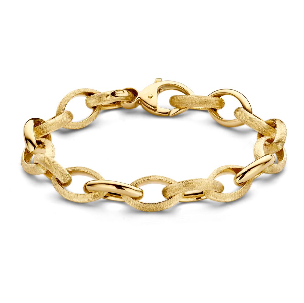Bracelet en or jaune 14 carats avec des maillons ovales.