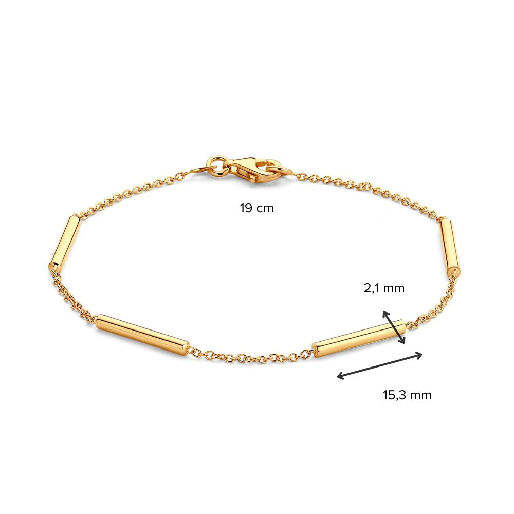 Bracelet en or jaune – or 14 carats, bracelet raffiné pour femme, 19 cm