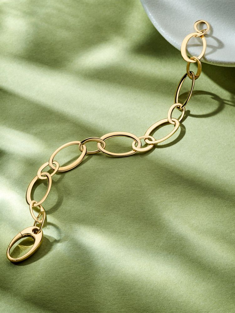 Bracelet en Or Jaune avec Mailles Plates, 14 Carats, 10,3 gr, 20 cm