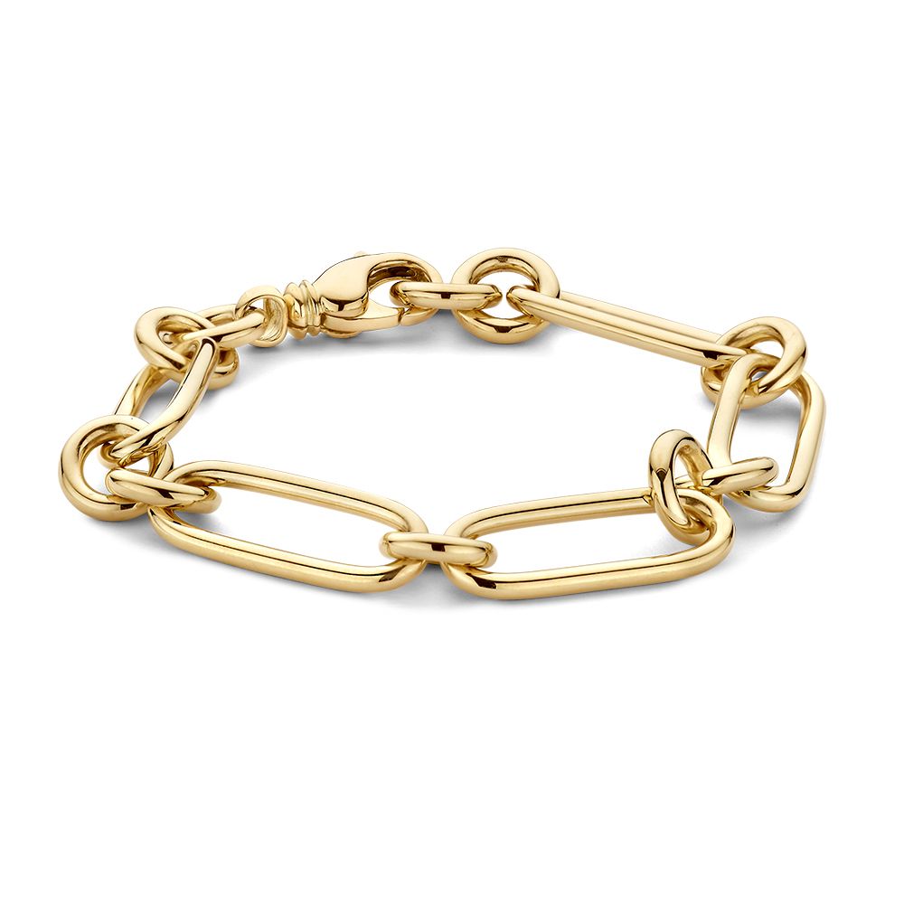 Bracelet en or massif avec de grandes maillons, 14 carats, 20 cm.