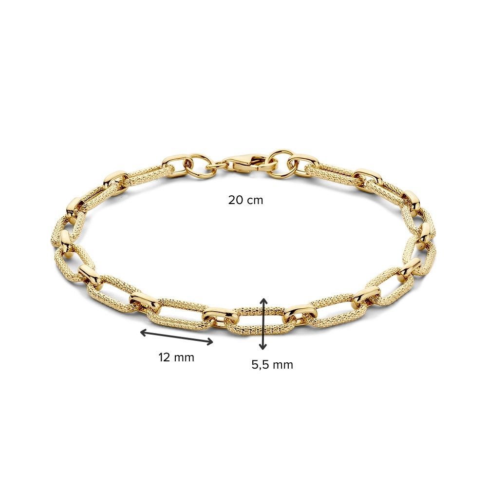 Bracelet en or jaune avec mailles travaillées, 14 carats, 4,0 gr, 19 cm
