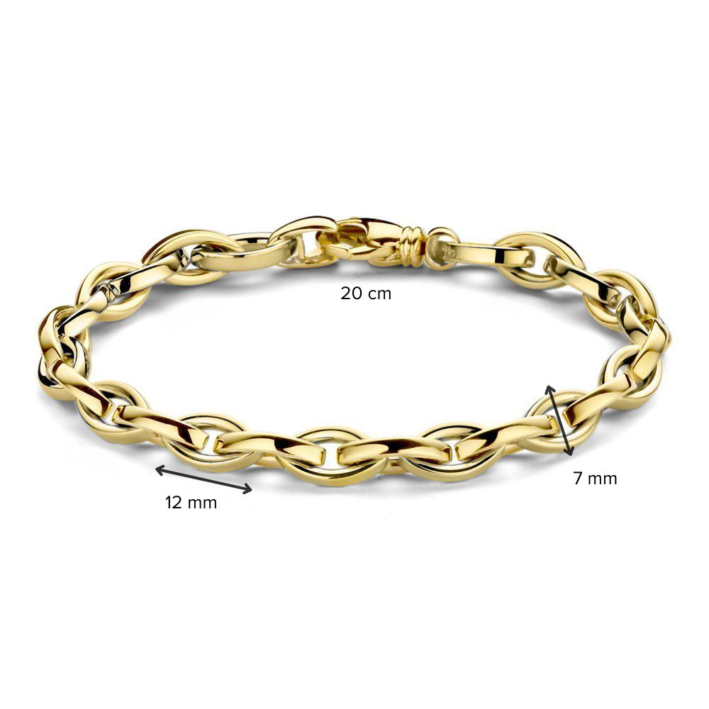 Bracelet en Or Jaune à Mailles avec Fermeture Luxe – Or 14 Carats, 20 cm, Bracelet Élégant pour Femme