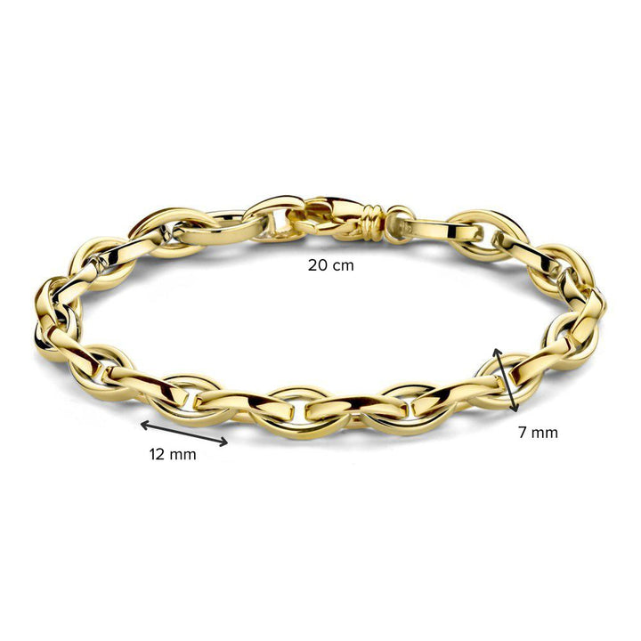 Geelgouden Schakelarmband met Luxe Sluiting – 14 Karaat Goud, 20 cm, Elegante Armband voor Dames