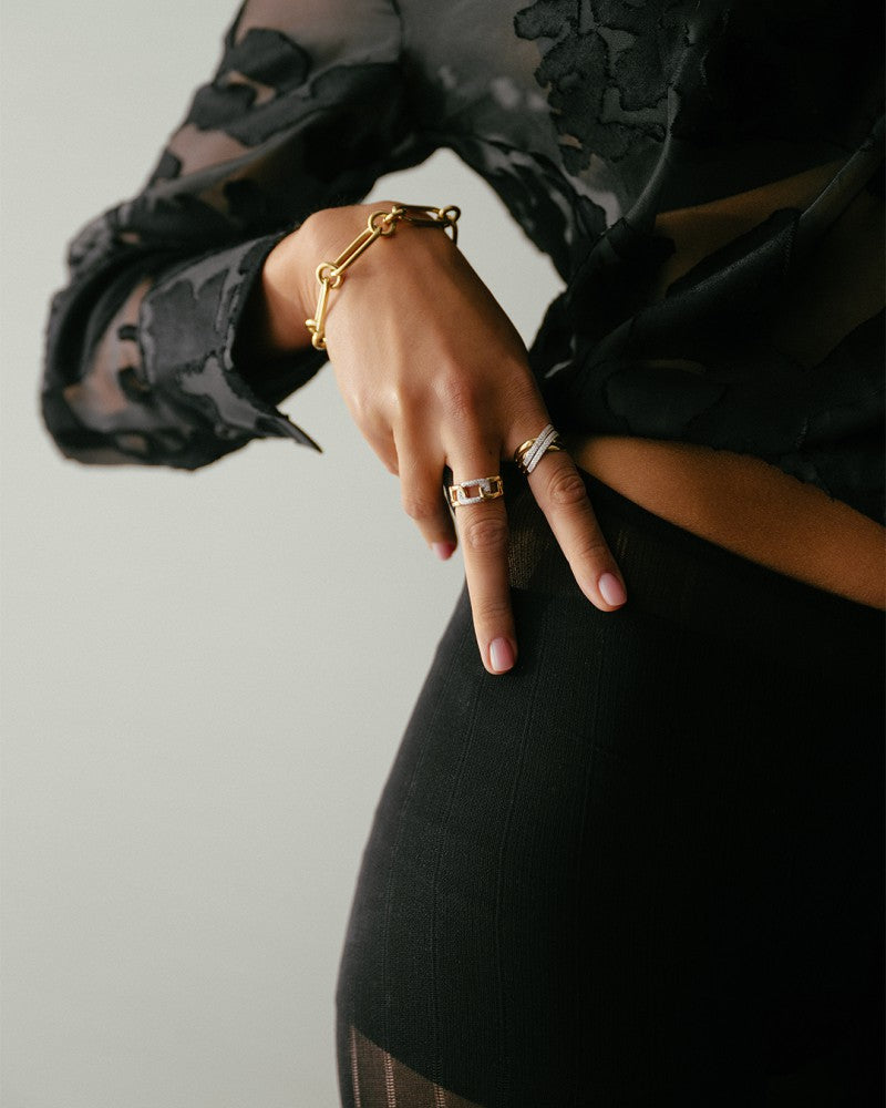 Bracelet en or de luxe avec mailles larges, 14 carats, 16,2 gr, 20 cm