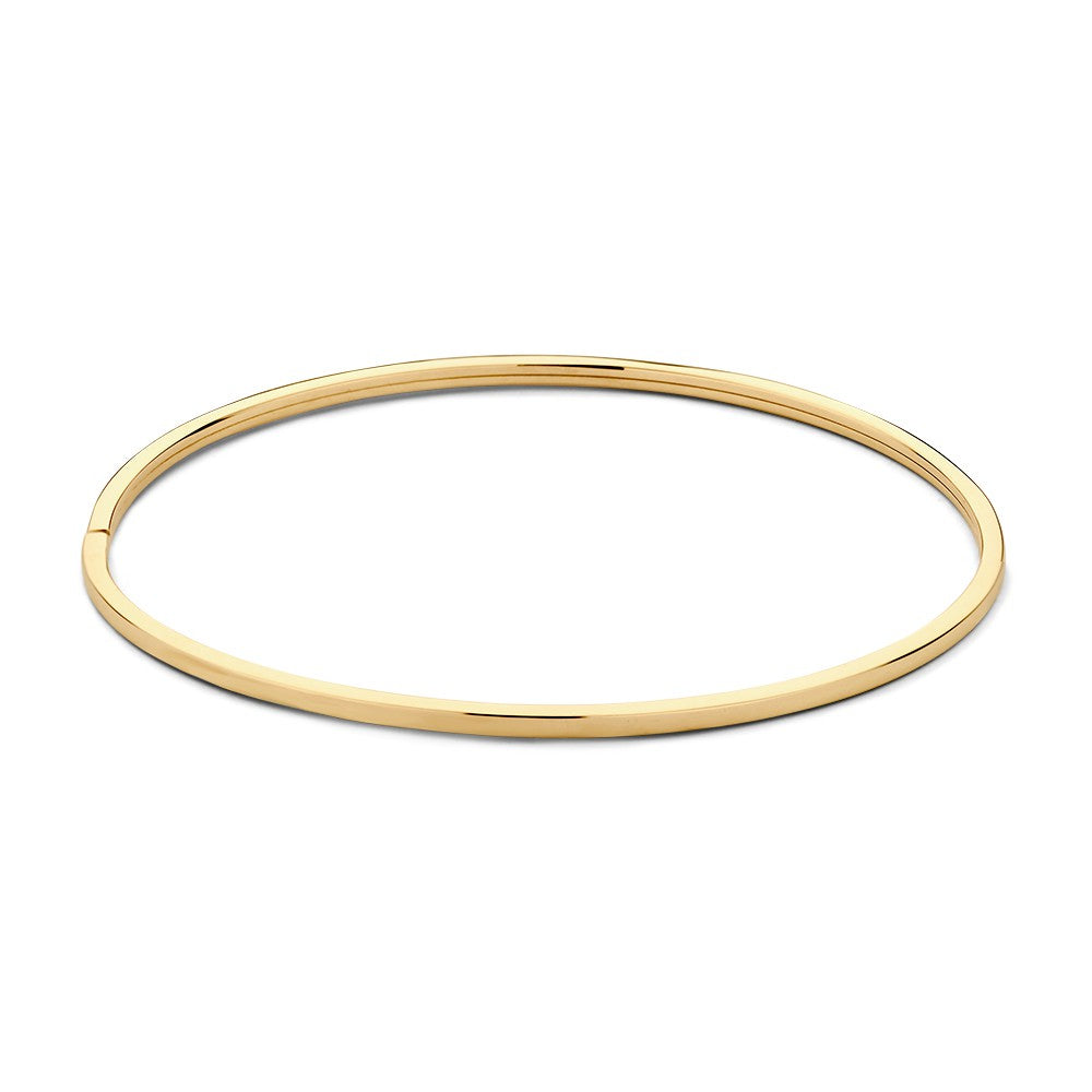 Bracelet jonc en or jaune 14 carats, finition lisse et brillante.