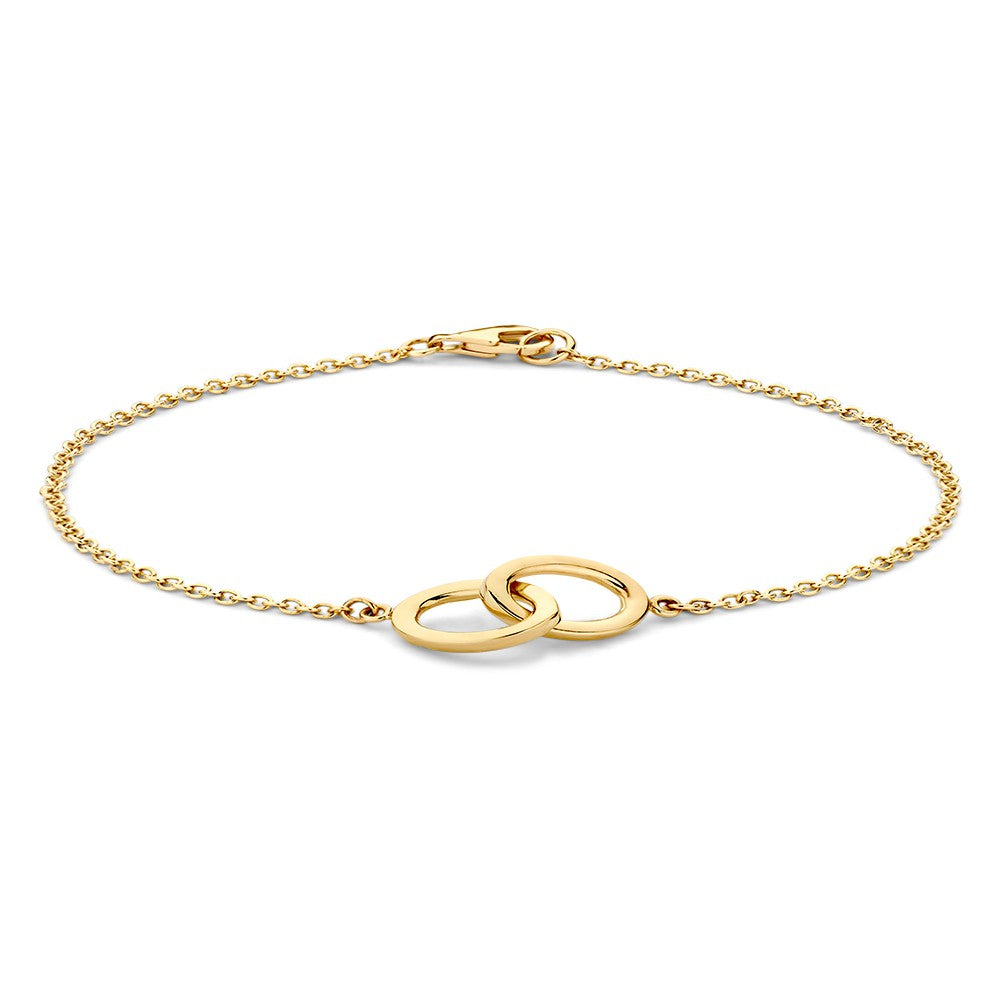 Bracelet en or avec maillons ovales entrelacés, finition brillante.