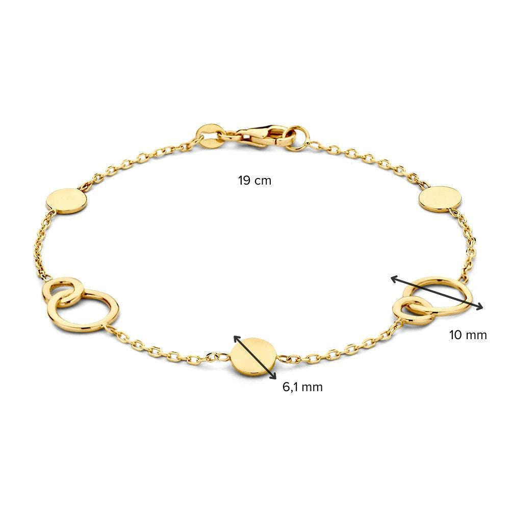 Bracelet en Or Jaune avec Cercles Connectés – Luxe 14 Carats pour Femme
