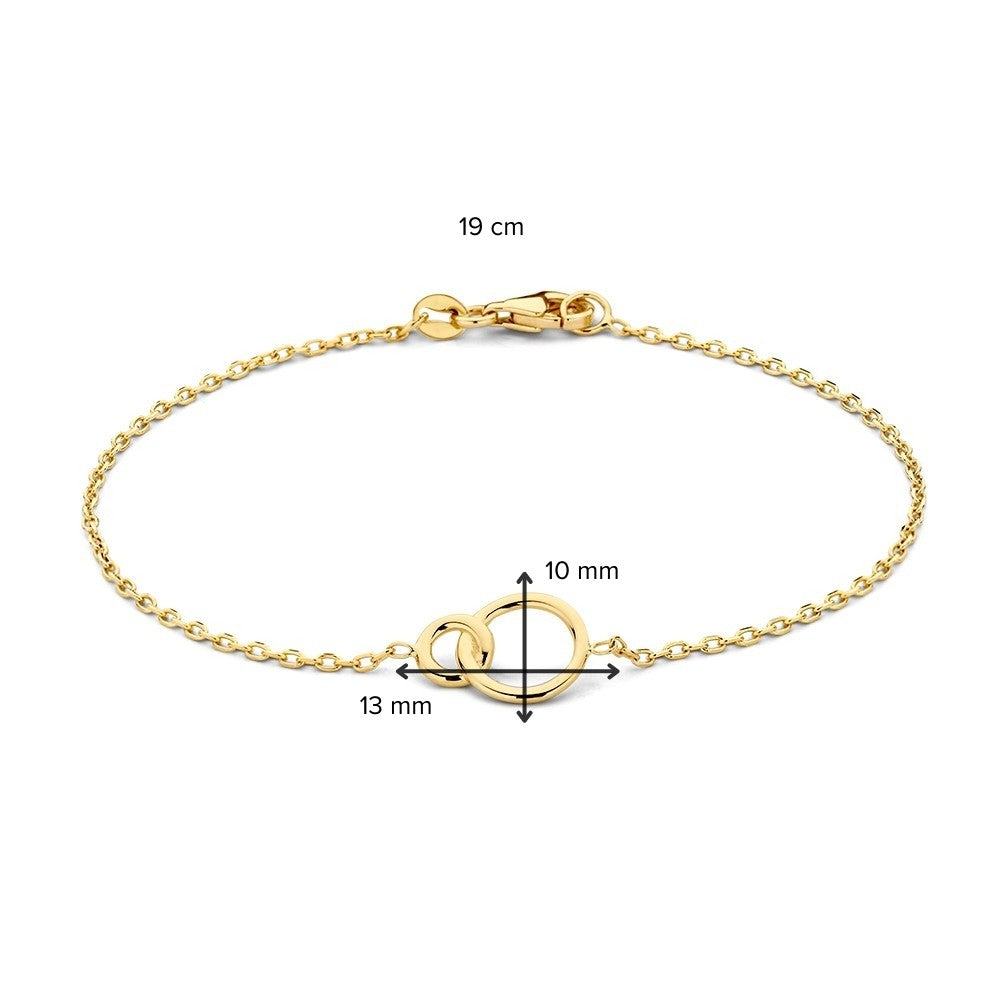 Bracelet en Or avec Maille Ancre Solide et Cercles Reliés – Luxe 14 Carats pour Femme