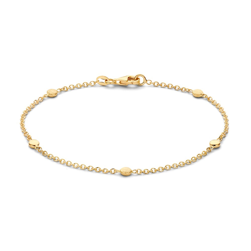 Bracelet en or jaune raffiné avec des éléments luxueux, 14 carats, 19 cm.