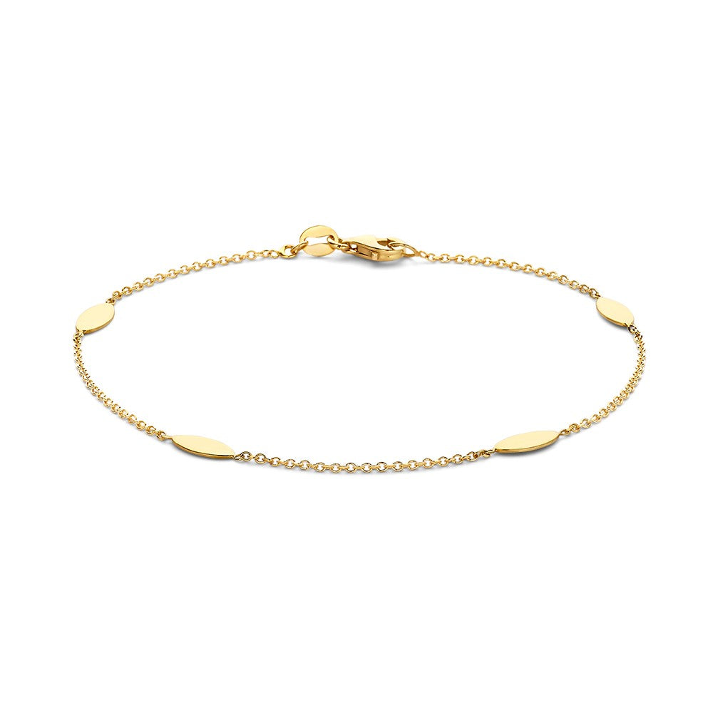 Bracelet en or jaune avec des éléments ovales en 14 carats.
