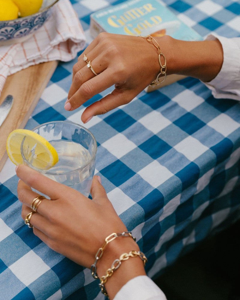 Bracelet en Or Jaune avec Mailles Plates, 14 Carats, 10,3 gr, 20 cm