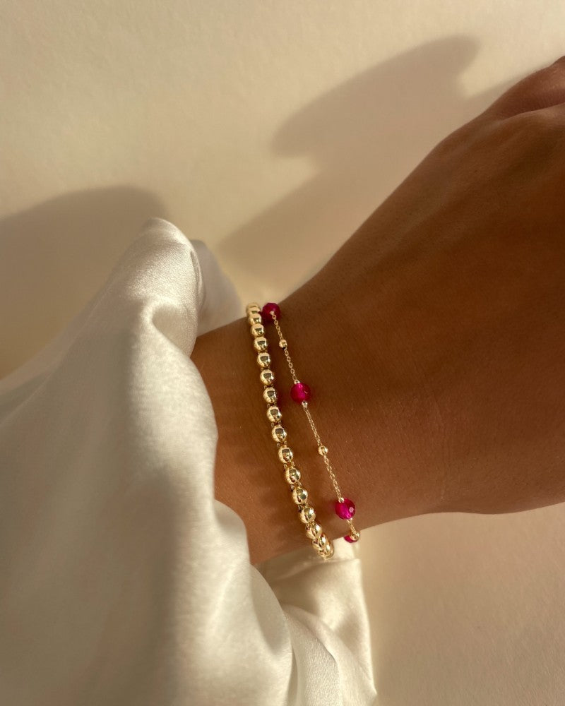 Bracelet en Or Jaune Souple avec Boules en Or – Élégance dans la Simplicité