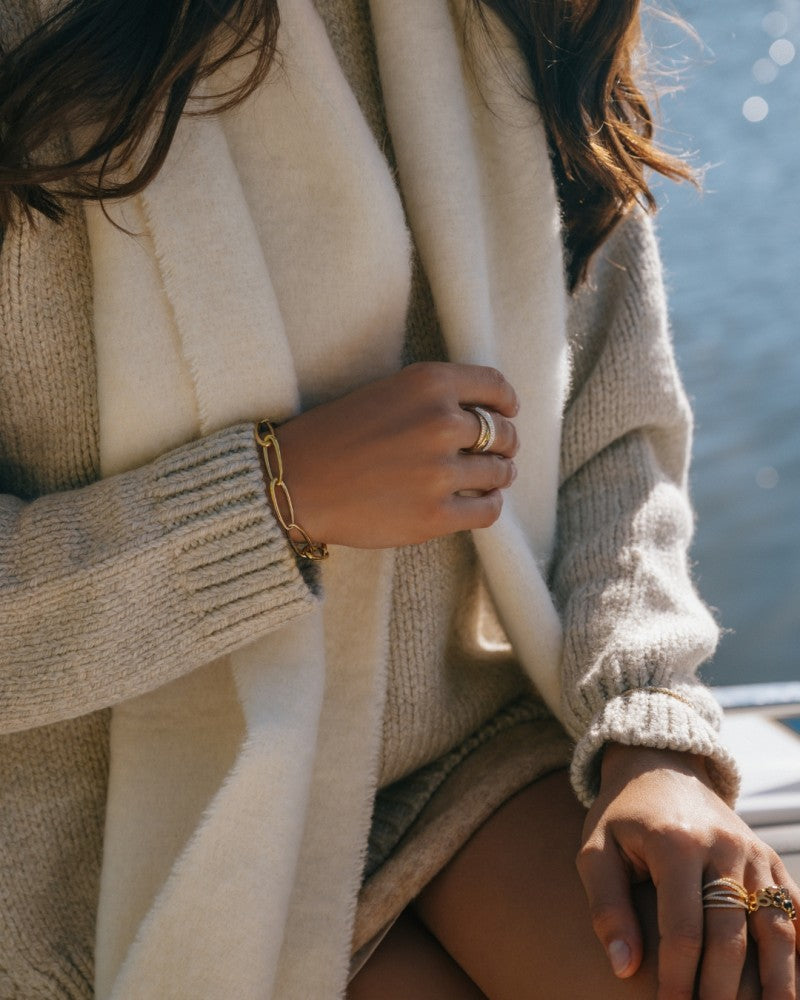 Bracelet en or jaune avec mailles asymétriques – Or 14 carats