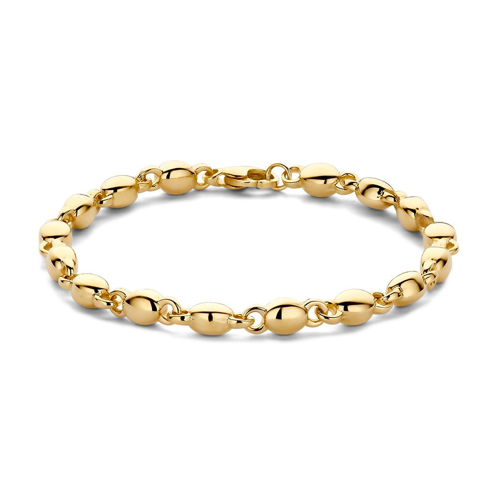 Bracelet en or jaune avec des maillons ovales brillants.