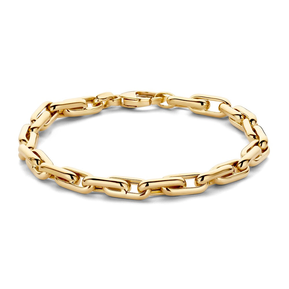 Bracelet en or jaune avec maillons ovales et finition brillante.