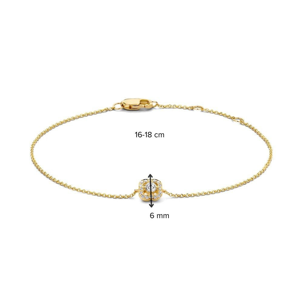 Bracelet en Or Jaune avec Diamants 14 Carats, 0,14 crt – 18 cm, Élégant & Luxueux