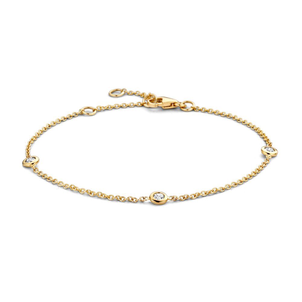 Bracelet en or jaune avec diamants brillants de 0,15 carat, finition délicate et détails ronds.