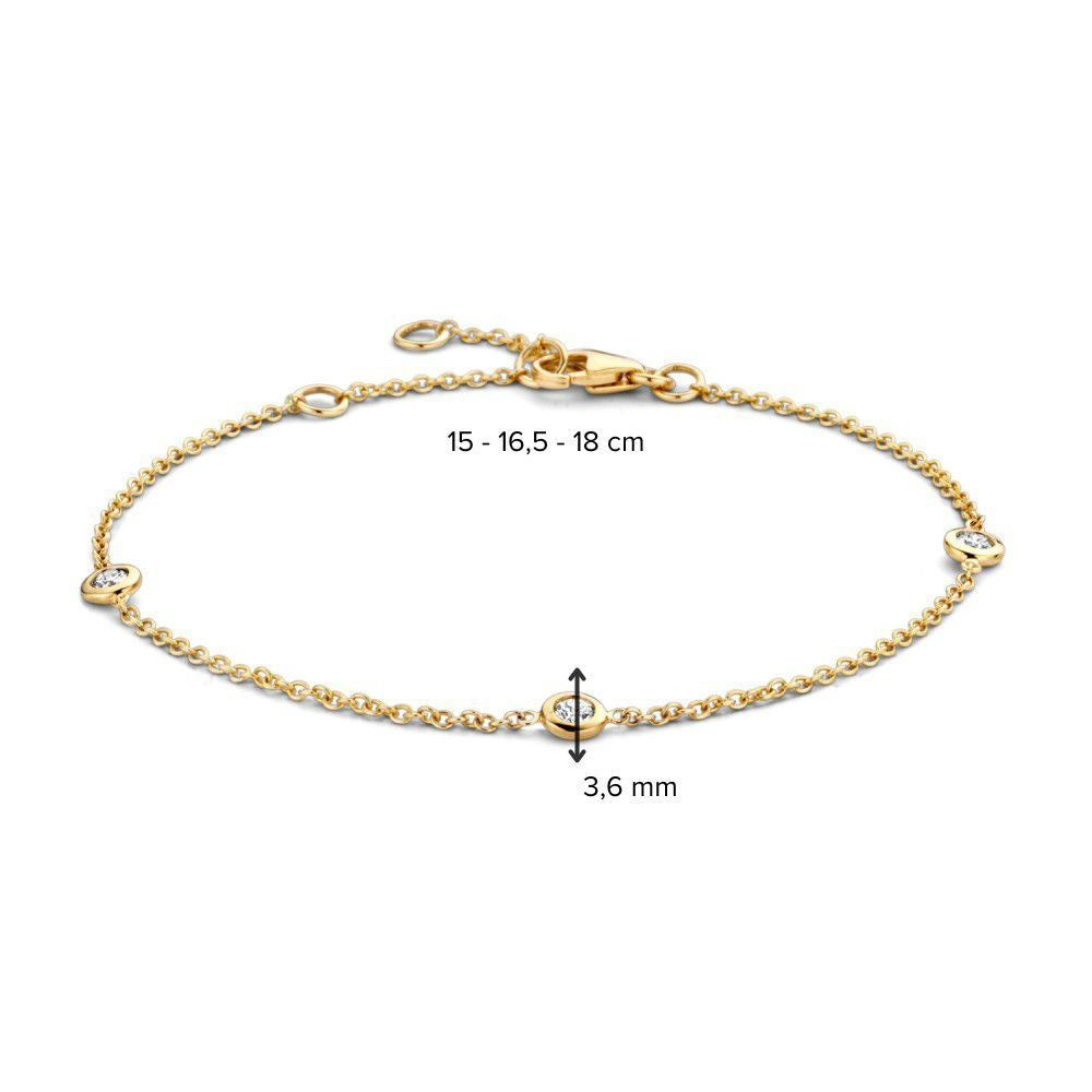 Bracelet pour femme en or jaune avec 0,15 carat de diamants brillants – or 14 carats, qualité H/SI-1 – Livraison gratuite