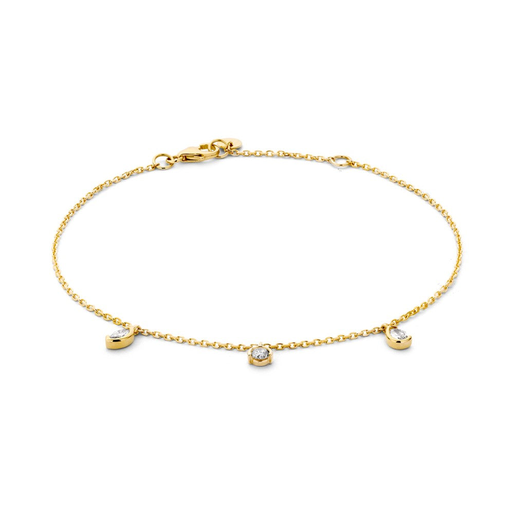Bracelet en or jaune avec trois brillants de 0,24 carats.