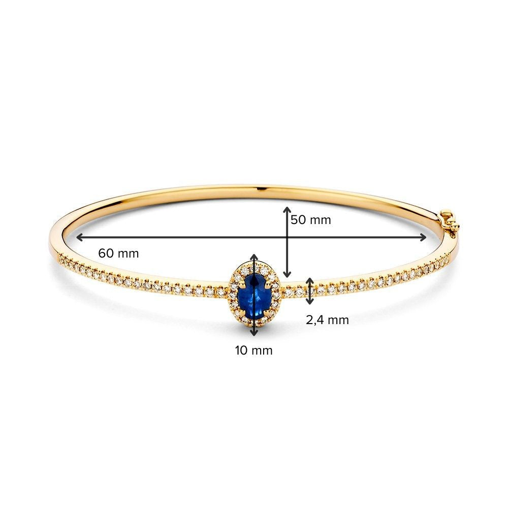 Bangle en Or avec Diamants et Saphir 14 Carats, 0,61 crt Diamants, 0,94 crt Saphir