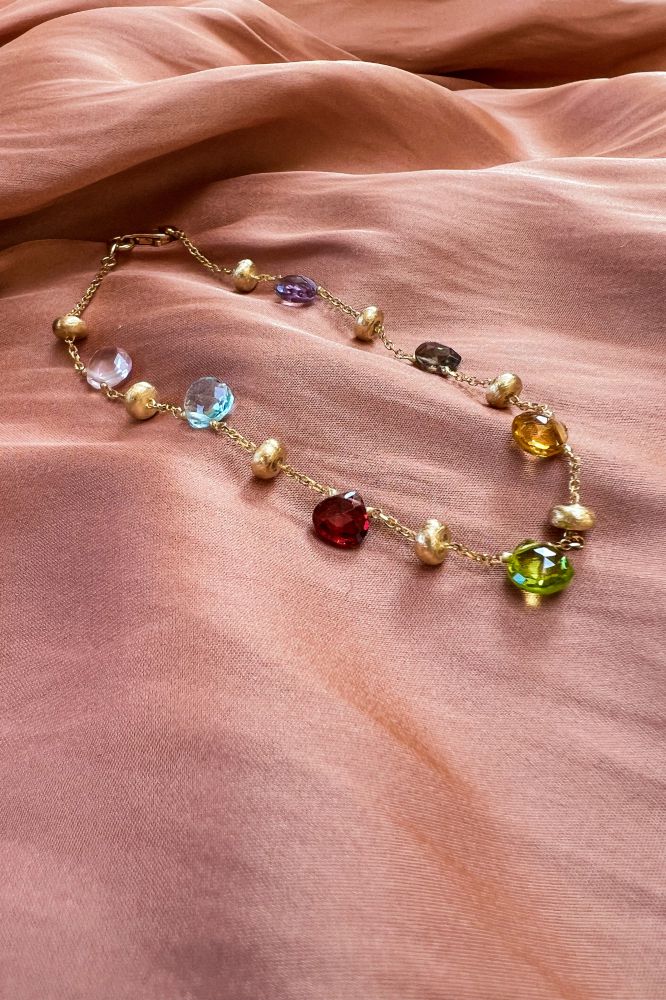 Bracelet en Or Jaune avec Pierres Précieuses Multicolores, 14 Carats