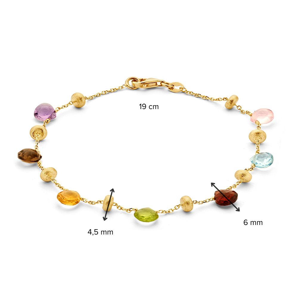 Bracelet en Or Jaune avec Pierres Précieuses Multicolores, 14 Carats